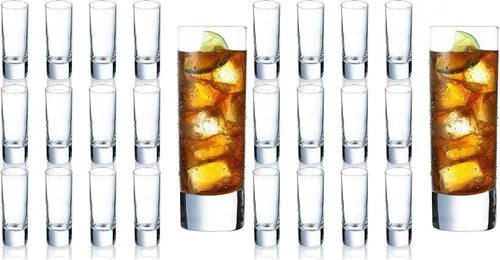 Vista 5 de Vasos de chupito transparentes de base pesada, juego de 12 vasos de 2 onzas de alto para whisky, tequila, vodka