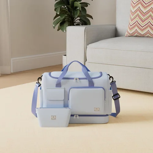 Vista 435 de Pequeña bolsa de gimnasio para mujer, bolsa de viaje con compartimento para zapatos
