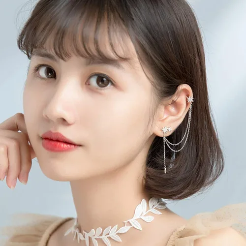 Vista 5 de SLUYNZ - Aretes de plata de ley 925 con diseño de estrella para mujeres adolescentes niñas aretes de estrella