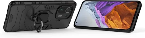 Vista 2 de Compatible con funda Xiaomi Mi 11 Pro, soporte de agarre de anillo de metal, a prueba de golpes (funciona con soporte magnético para automóvil)