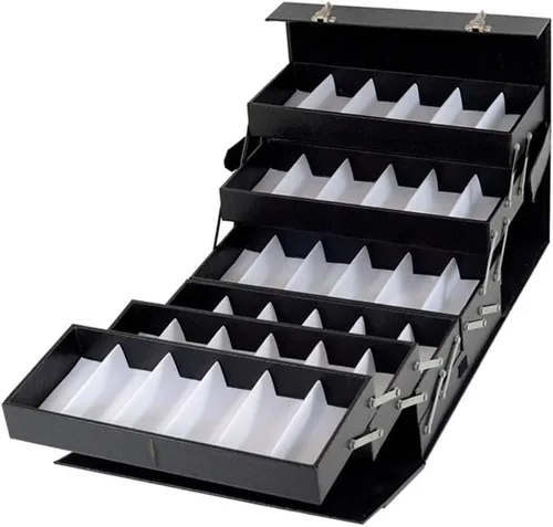 Vista 3 de Organizador de lentes de sol, vitrinas con ranuras para lentes de sol, caja de almacenamiento portátil con cerradura para coleccionista, maleta