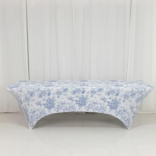 Vista 19 de Efavormart - Mantel rectangular de elastano elástico beige de 4 pies