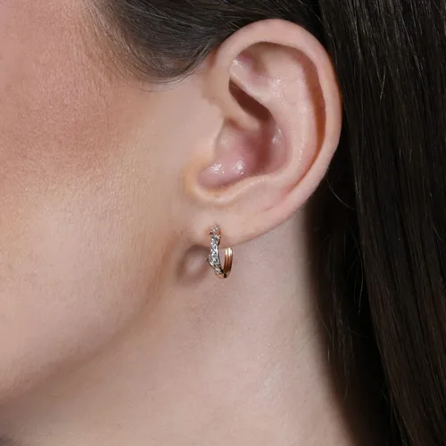 Vista 3 de Jewelili Enchanted Disney Fine Jewelry - Pendientes de oro rosa de 10 quilates de 110 quilates con diamantes redondos blancos naturales, Metal