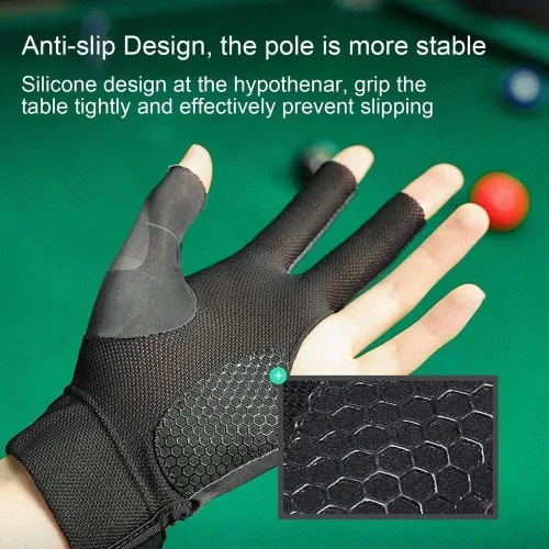 Vista 4 de Gofidin 2 guantes de piscina transpirables, de elastano, para mano izquierda, tres dedos, accesorios de entrenamiento de billar