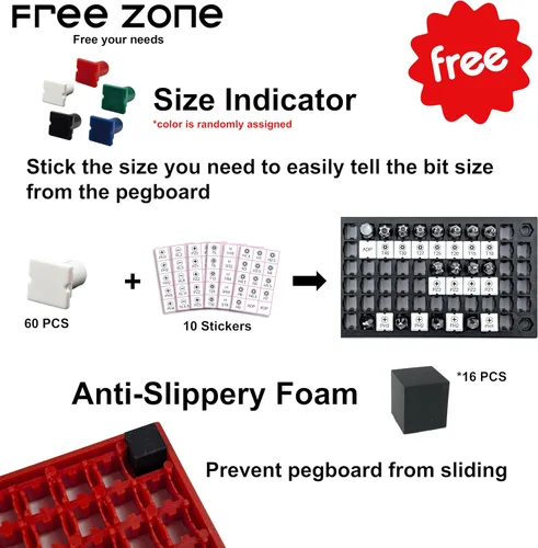 Vista 3 de FREE ZONE - Juego de 4 organizadores de brocas - Almacenamiento de brocas de 158 agujeros - Almacenamiento de brocas hexagonales de 1/4 pulgadas