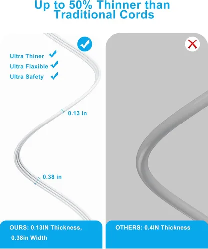 Vista 9 de Cable de extensión plano de 20 pies detrás de los muebles
