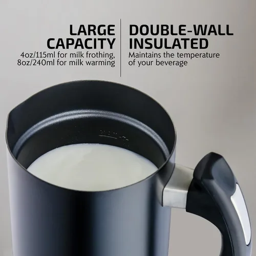 Vista 3 de OVENTE Espumador de leche eléctrico y vaporizador, máquina automática de espuma fría y caliente para café, café con leche, capuchino o macchiato