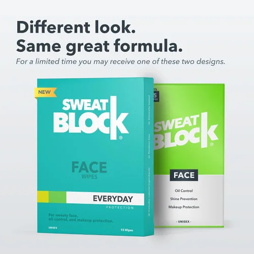 Vista 2 de SweatBlock Toallitas faciales antitranspirantes para hombres y mujeres, 15 unidades, ayudan a controlar la piel grasa, reducir el brillo