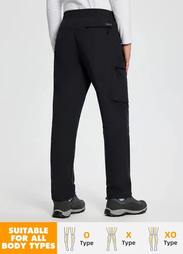 Vista 2 de BALEAF Pantalones cargo de senderismo con forro polar para hombre impermeables softshell y bolsillos con cremallera