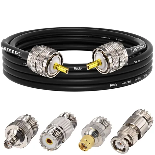 Vista 35 de Cable de puente PL259 de 1 pie - Cable coaxial RG58 de 15 pulgadas corto 50 ohmios coaxial para medidor SWR radio de radioaficionado radio CB
