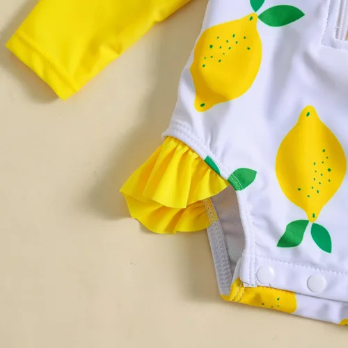 Vista 51 de Traje de baño de una pieza con cremallera de manga larga para bebé niña con gorro
