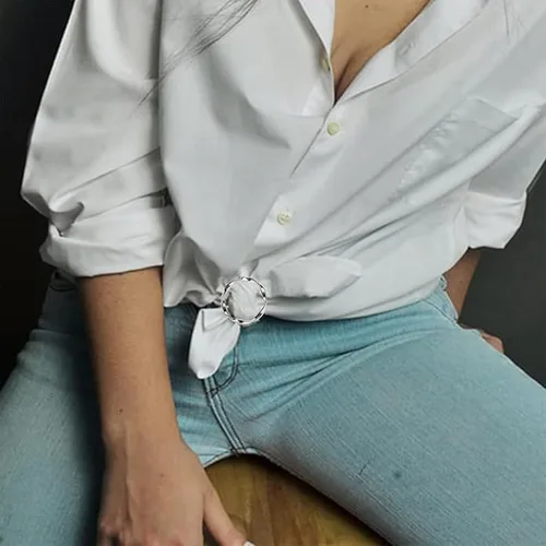Vista 43 de 4 piezas de clip de anillo de bufanda para mujer, broche de perlas y flores, hebilla de metal para chal, accesorios de decoración para damas y niñas