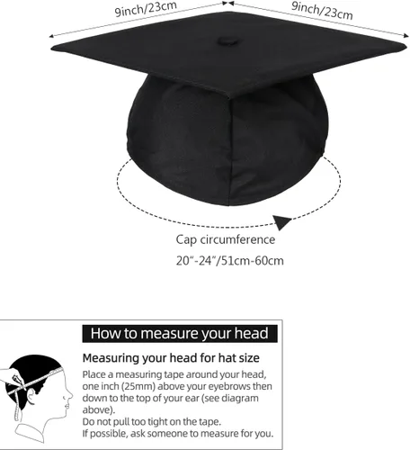 Vista 2 de Newrara Gorra de graduación unisex mate para adultos solamente