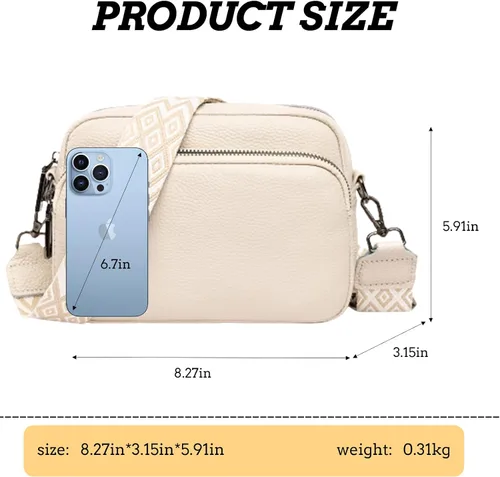 Vista 3 de Bolsos cruzados para mujer, bolso cruzado de cuero moderno para cámara con correa de guitarra, bolso de hombro pequeño