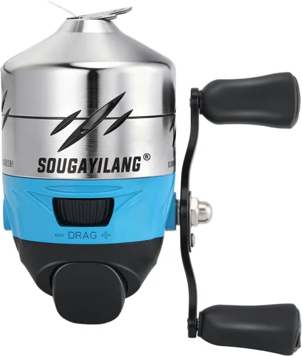 Vista 11 de Sougayilang Spincast - Carrete de pesca, relación de engranajes de alta velocidad 3.9:1, diseño de cebo de botón sin problemas y mango reversible