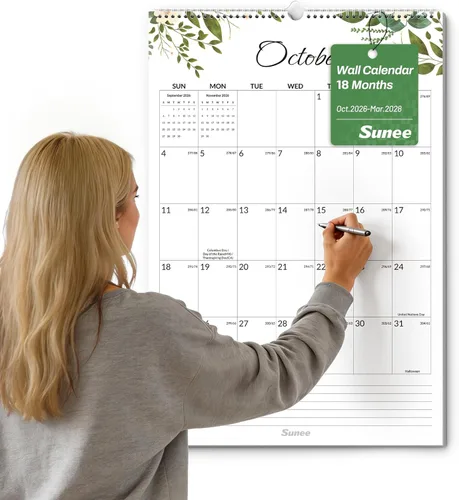Vista 26 de SUNEE Calendario de pared grande 2026-2027, 22.75 x 15.5 pulgadas, calendario de 18 meses (finaliza marzo de 2028), vertical extragrande, playas