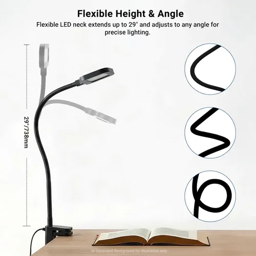 Vista 5 de NEEWER Versión de nivel de entrada, lámpara LED de escritorio de 10 W con abrazadera, luz de clip de monitor flexible con borde de color, 5 modos