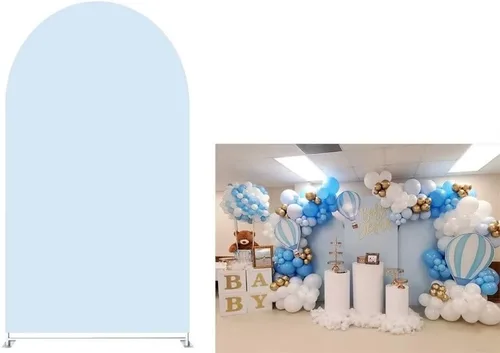 Vista 8 de Telón de fondo de arco beige champán, fundas de pared arqueadas de fondo elástico para fotografía de animales, decoración de fiesta de animales
