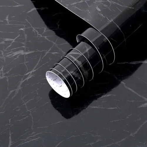 Vista 12 de Papel de mármol Arthome, papel pintado autoadhesivo, resistente al agua, vinilo de PVC brillante, a prueba de aceite, papel de granito blanco/gris