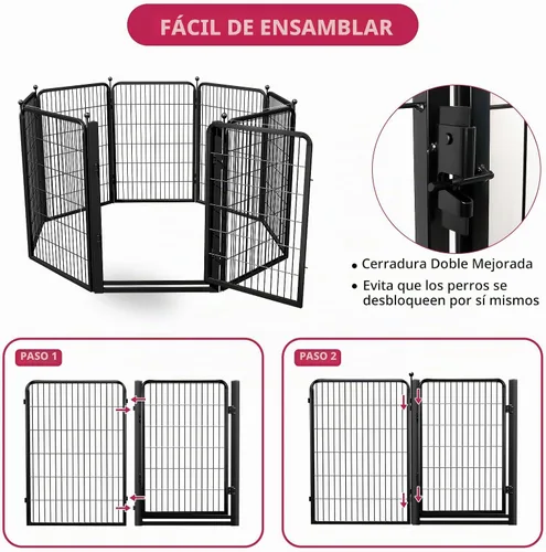 Vista 4 de Corralito para perros al aire libre, 40 pulgadas, 48 paneles, valla para perros con puerta extra ancha, corral para mascotas sin tropiezos, corral