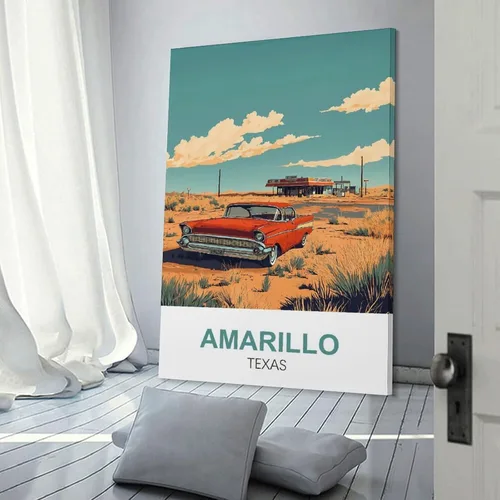 Vista 3 de Amarillo Texas Vintage Travel Poster 12x18inch(30x45cm) Canvas Wall Art Prints Frame