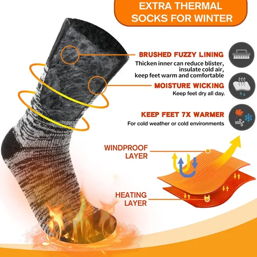 Vista 3 de 3 pares de calcetines térmicos cálidos para mujeres y hombres, calcetines de esquí de invierno con aislamiento para botas gruesas para clima frío
