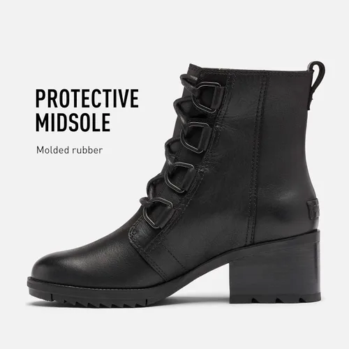 Vista 4 de SOREL Botín de encaje Cate para mujer, botas de lluvia de cuero impermeables
