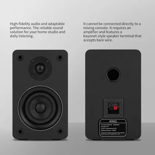 Vista 5 de Altavoces pasivos de estantería de 40 W x 2 para sonido envolvente de cine en casa, estéreo y monitor pasivo de campo cercano, de 2 vías, requiere