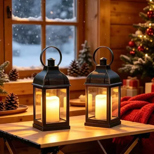 Vista 7 de WRalwaysLX Linterna Decorativa de 15 pulgadas de alto que se Abre como Puerta con Luz de Vela LED sin Llama, Linterna LED