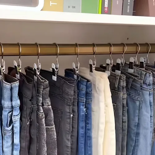 Vista 2 de Dxcaicc 20 clips multifunción, ganchos para colgar la ropa sucia de acero manchado con clips, pasadores de ropa resistentes, clip de secado de metal