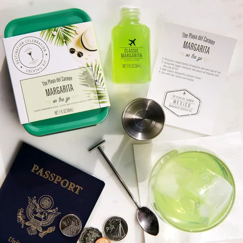 Vista 2 de Thoughtfully Cócteles, juego de coctelería de viaje en lata de regalo, incluye mezclador clásico de margarita, medidor, cuchara de bar y tarjeta