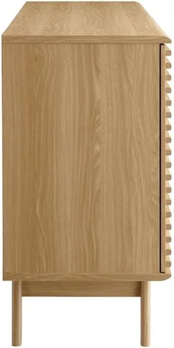 Vista 7 de Modway Render - Mueble moderno de mediados de siglo para mesa de bufé o TV de 63 pulgadas, en color roble