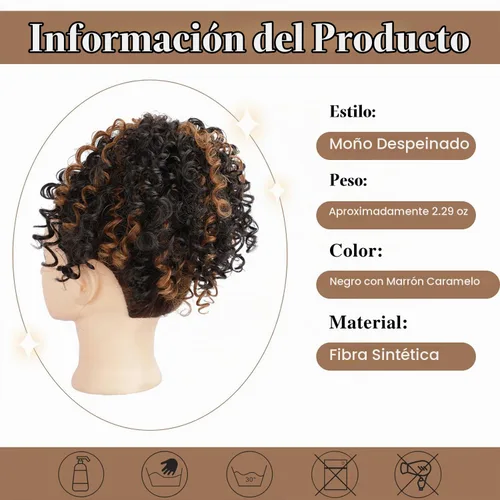 Vista 2 de Extensión de cola de caballo rizada con cordón para mujeres negras, extensión de cola de caballo con cordón, extensiones de cabello rizado para 2H30