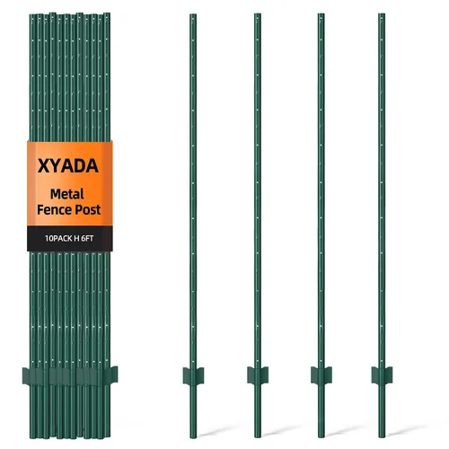 Vista 15 de XYADA Postes de Valla de Servicio Pesado de Metal, Poste en U para Cercado en Jardín, Patio y Alambre Exterior (4 PIES - Paquete de 8)
