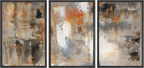 Vista 62 de wall26 Lienzo enmarcado para pared, juego de arte con trazos de pintura roja y naranja vibrante, paisaje, formas abstractas, ilustraciones, arte