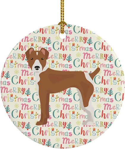 Vista 25 de Caroline's Treasures Abyssinian Sand Terrier - Adorno de cerámica para colgar en el árbol de Navidad, para el hogar, Navidad, fiestas, regalo, 3