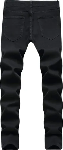 Vista 2 de LONGBIDA Mens Skinny Slim Fit Ripped Straight Hip Hop Biker Stretchy Jeans