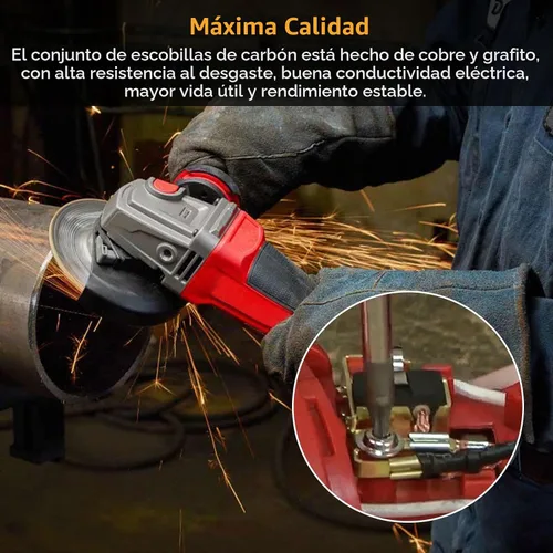 Vista 5 de Conjunto de cepillo de carbono 22-18-2240 para amoladora angular 6146-30,6121-30,6121-31,6146-31, 6146-33,6147-30,6147-31-2 piezas