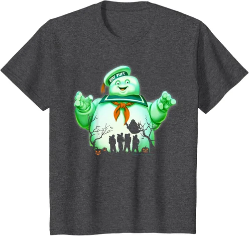 Vista 17 de Ghostbusters Marshmallow Man Group Shot Silhouette Camiseta Negro