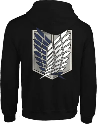 Vista 3 de Ripple Junction Attack on Titan Men's Authentic Full Zip-Up Survey Corps Front & Back Hooded Sweatshirt Officially Licensed