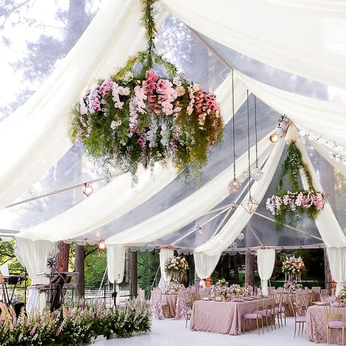 Vista 33 de 6 paneles de cortinas de techo azul bebé para boda, cortinas de techo de 5 pies x 10 pies, tela de drapeado para arco de boda, cortinas