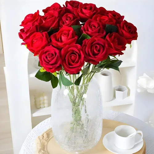 Vista 6 de Rosas artificiales, 50 unidades, flores de seda de terciopelo