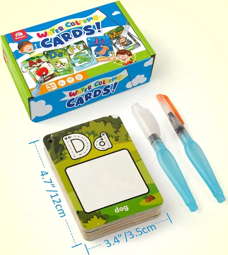 Vista 7 de Coogam Tarjetas del alfabeto para colorear al agua, pintura acuática, dibujo al agua, 26 letras ABC, juguete educativo Montessori, regalo para niños