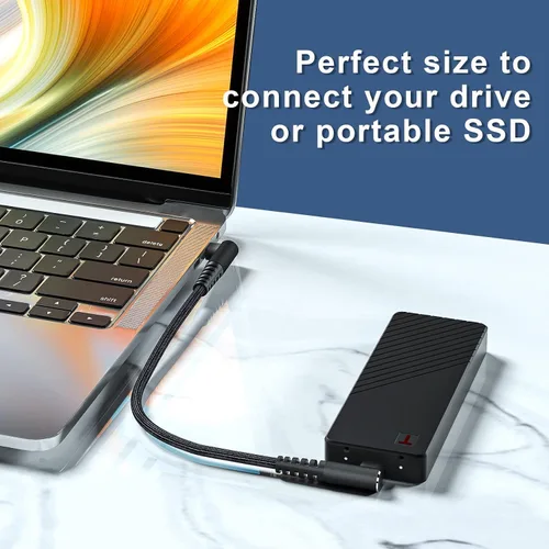 Vista 12 de Cable USB C a USB C de 100 W, 1 pie de 90 grados, nailon trenzado de carga