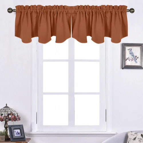 Vista 18 de NICETOWN - Cortinas con valances azul piedra para ventana de sala de estar, dormitorio, baño, 2 paneles estilo granja rústico para comedor, cortinas