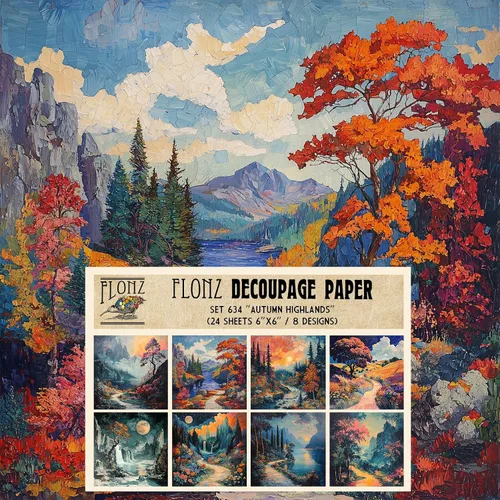 Vista 8 de Decoupage - Paquete de papel (24 hojas de 6 x 6 pulgadas), místico bosque nevado ~ árboles estilizados en colores profundos de invierno, cielos