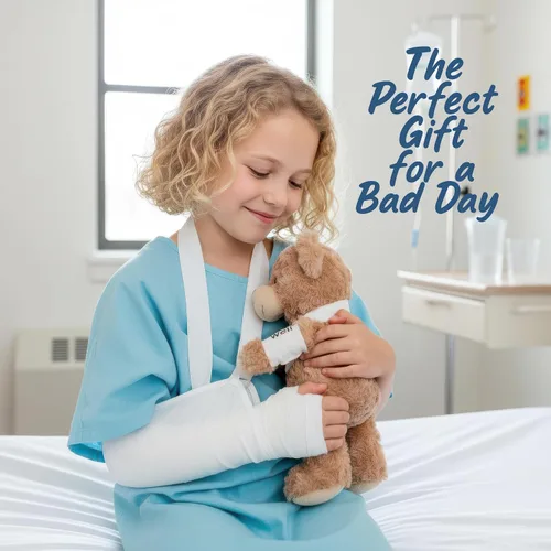 Vista 2 de Jolitee Oso de peluche con brazo roto con brazo izquierdo o derecho, regalo de recuperación de animales de peluche para niños, 10.5 pulgadas