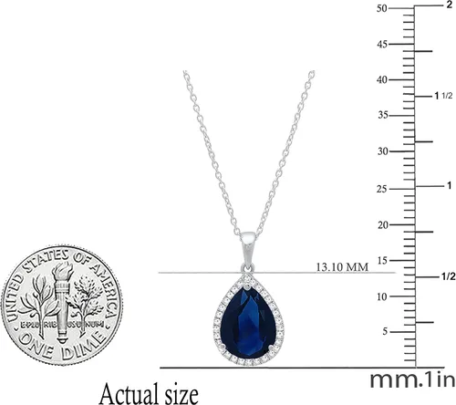 Vista 5 de Dazzlingrock Collection Colgante de lágrima de diamante de corte de pera de 18K 10X7 MM creado en laboratorio y diamante de corte redondo, oro blanco
