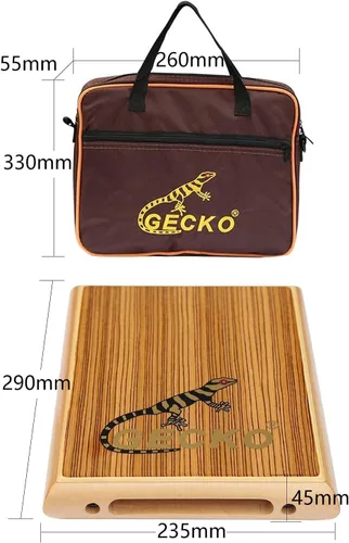 Vista 3 de Caja de viaje Cajon Tambor, instrumento musical de percusión de madera, cajón básico con cuerdas ajustables y una bolsa de transporte.