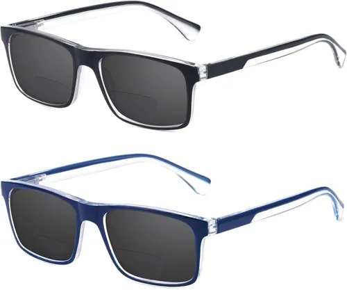 Vista 9 de Missfive Paquete de 2 lentes de lectura progresivos multienfoque ligeros para hombre, bloqueo de luz azul, bisagra de resorte multifocal, calidad